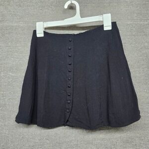 Forever 2 Retro, 90s Black Button Front A-Line Mini Skirt Size Small Solid Retro